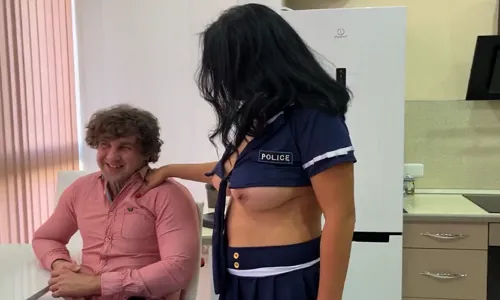 Two friends call a busty…